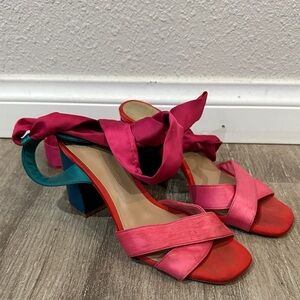 Elegant Pink and Teal Women's Sandals